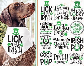 St Patricks Day Dog Bundle SVG | Irish Dog Bandana SVG | St Patrick Dog Svg | Commercial Use | Cricut - Silhouette - Printing