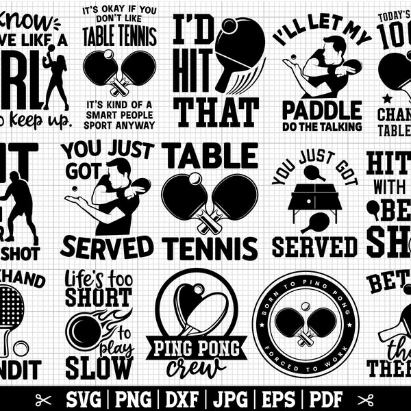 Tisch Tennis SVG Bundle, Ping Pong SVG Bundle, Tisch Tennis Cricut, Tisch Tennis Zitate, Tisch Tennis Shirt, sofort Download