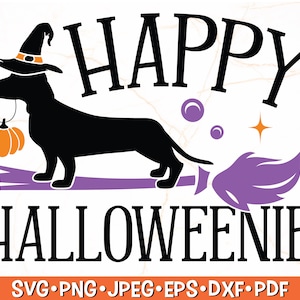 Happy Halloweenie SVG | Dog Halloween SVG, Halloween Dog Bandana, Trick Or Treat SVG, Fall Dog Svg - Instant Download
