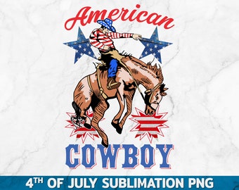 American Cowboy PNG, 4th Of July PNG Sublimation, Country America Png, Retro America Png, USA Western Sublimation Design - Png Design