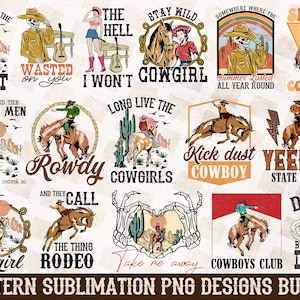 Pacote de Cowboy PNG, Pacote de Western PNG, Desenhos de Sublimação de Cowboy, Cowgirl PNG, Sublimação Western, Cliparts Png, Sublimação Western Png