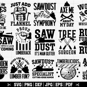 Holzfäller SVG Bundle, Holzarbeiter Bundle SVG, Baumschneider SVG, Sägemehl SVG, Sägewerk SVG Schnittdateien, Holzfäller Shirt - Kommerzielle Nutzung