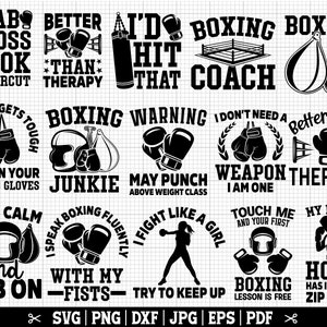 Boxing SVG Bundle, Boxer SVG, Boxing Quotes Svg, Boxing Cricut Svg, Boxing Shirt SVG, Knockout Svg, Instant Download