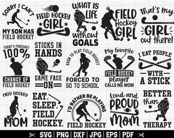 Field Hockey SVG Bundle, Field Hockey Player SVG Bundle, Quotes, Field Hockey Cricut, Silhouettes, Vector, Clip Arts, Cut Files