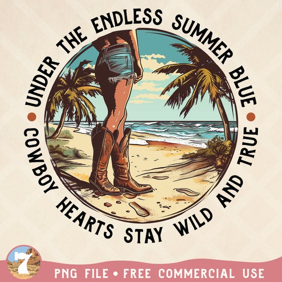 Summer Cowgirl PNG | Beach Cowgirl PNG | Retro Cowgirl Summer Design | Beach Cowgirl Shirt | Coastal Cowgirl PNG Design