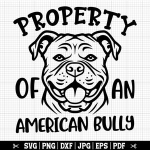Propiedad de un American Bully SVG, Bully Pit SVG para Cricut Silhouette, American Bully Pit, Clip Art de Bullypit, Camiseta de Bully Pit