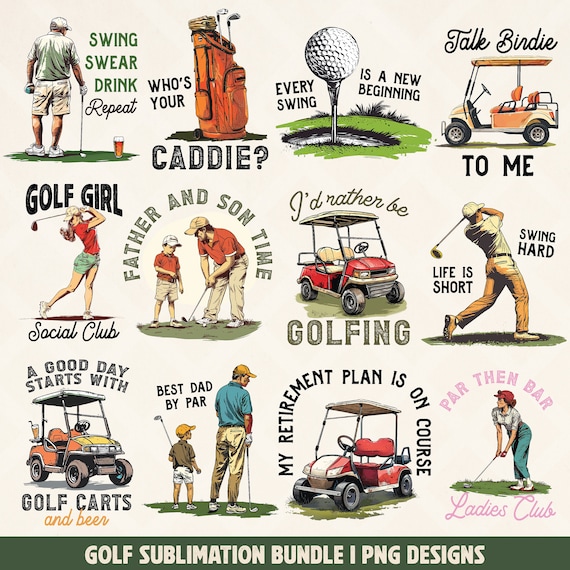 Golf PNG Bundle, Golfing PNG Bundle, Golf Sublimation Designs, Golf Print Designs, Golf Cart PNG, Golf Clip Arts - Instant Download