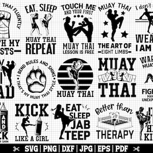 Paquete Muay Thai SVG, Muay Thai Svg, Muay Thay Fighter Svg, Boxeo tailandés Svg, Camiseta Muay Thai, Muay Thai Cricut, El arte de los diseños de 8 extremidades