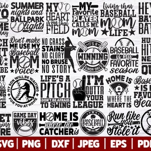 Honkbalbundel SVG | Honkbal-svg | Honkbal moeder SVG | Honkbalcitaten - gezegden - Cricut - silhouet - meer | Svg Dxf Png Jpg Eps Pdf