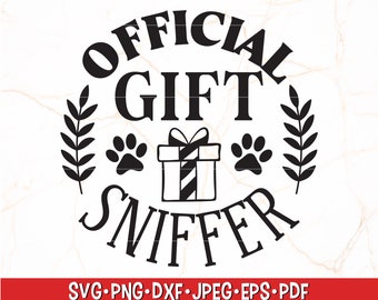 Cadeau officiel Sniffer SVG | Chien Noël SVG | Noël chien Bandana SVG | Ornement de chien | Chien de Noël Svg | Cricut - Fichiers de coupe de silhouette