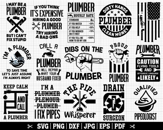 Plumber SVG Bundle, Plumbing Quotes, Handyman Designs (Digital Files)