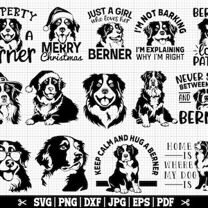 Berner Sennenhund SVG-Bundle, Berner Bundle SVG, Berner Sennenhund Schnittdateien Cricut Silhouette Vektor Zitate - Instant Download