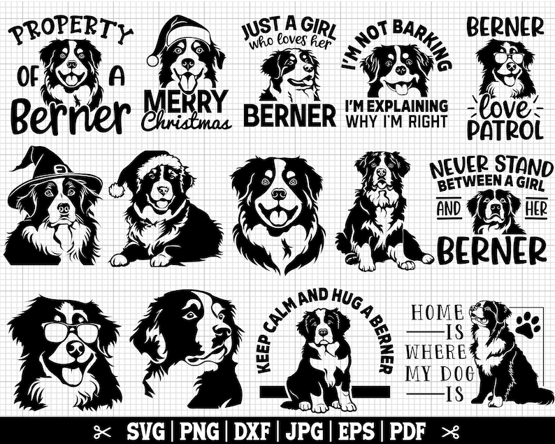 Bernese Mountain Dog SVG Bundle, Berner Bundle SVG, Bernese Mountain ...