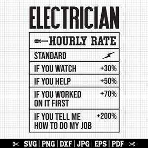 Electrician Hourly Rate SVG, Electrician SVG, Funny Electrician Cricut Cut Files for Shirt, Instant Download