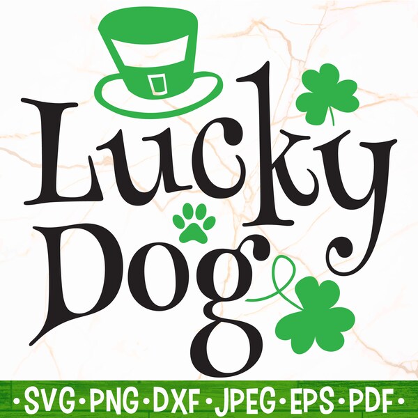 Lucky Dog SVG / St Patrick Dog SVG / Dog St Patricks Day Cut File / Dog Bandana SVG / Cricut - Silhouette - Stampa / Lucky Dog Cut File