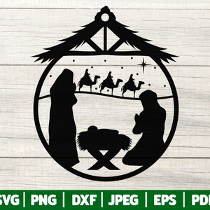 Szopka Bożonarodzeniowa SVG | Scena Narodzenia SVG | Scena Narodzenia Bożonarodzeniowa | Stajnia Jezusowa | Cricut - Sylwetka - Więcej | Svg Dxf Png Jpg