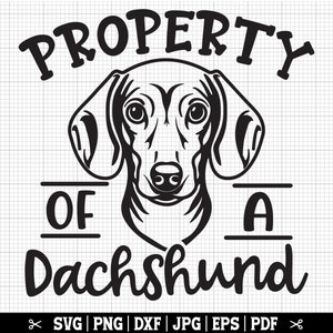Propiedad de un Dachshund SVG, Dachshund SVG para Cricut y Silhouette, Dachshund Bowl Svg, Weiner Dog Svg, Dachshund Sign Svg