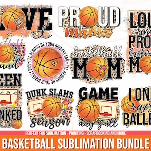 Lot de sublimation de basket-ball | Ensemble PNG de basket-ball | Sublimations de maman de basket-ball | Impression numérique | Motifs d'impression par sublimation de basket-ball
