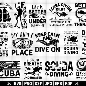 Bundle SVG plongée sous-marine, Scuba Diver SVG, SVG sous-marin, Bundle plongée sous-marine, plongée chemise Svg, citations plongeur, plongée sous-marine Cricut