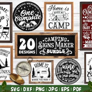 Paquete de camping SVG / Camping SVG, Señales de camping SVG, Citas de camping, Carteles de camping, Reglas de camping svg, Cubo de camping svg