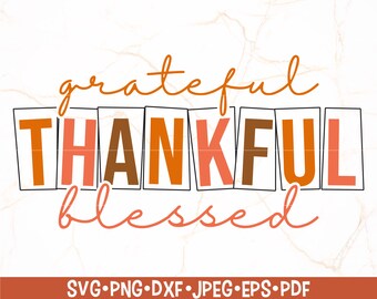 Grateful Thanksful Blessed Svg | Retro Fall SVG | Thanksgiving SVG | Pumpkin Svg | Thankful Svg | Thankful Mama Svg Shirt Design
