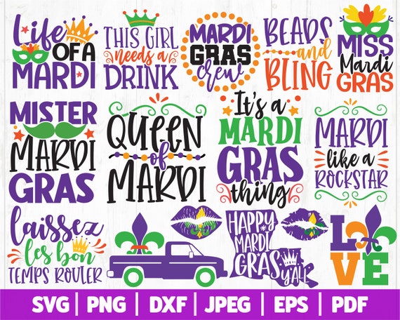 Mardi Gras SVG Bundle, Mardi Gras Parade SVG, Mardi Gras Carnival SVG, Louisiana Svg, Mardi Gras Quotes - Sayings | Cricut - Silhouette