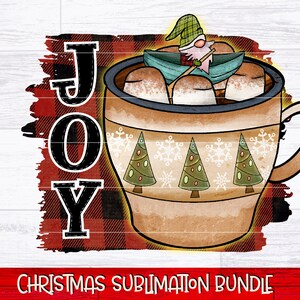 Alegría PNG / Diseño de sublimación de Navidad / Descarga instantánea / Cacao caliente PNG / Buffalo Christmas Plaid / Diseño de cita de gnomo de Navidad