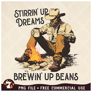 Träume wecken Brauen Bohnen Png | Cowboy Coffee PNG, Western Kaffee Sublimation, Cowboy Retro Design PNG, Cowboy Coffee Shirt Print