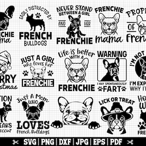 Französische Bulldogge SVG Bundle, Frenchie Bundle SVG, Frenchie Schnittdateien, Frenchie Cricut SVG - Kommerzielle Nutzung