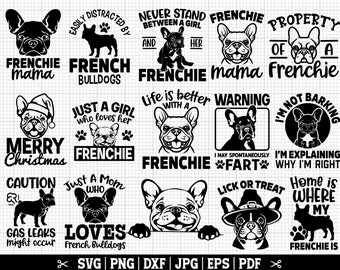 French Bulldog SVG Bundle, Frenchie Bundle SVG, Frenchie Cut Files, Frenchie Cricut Svg - Commercial Use