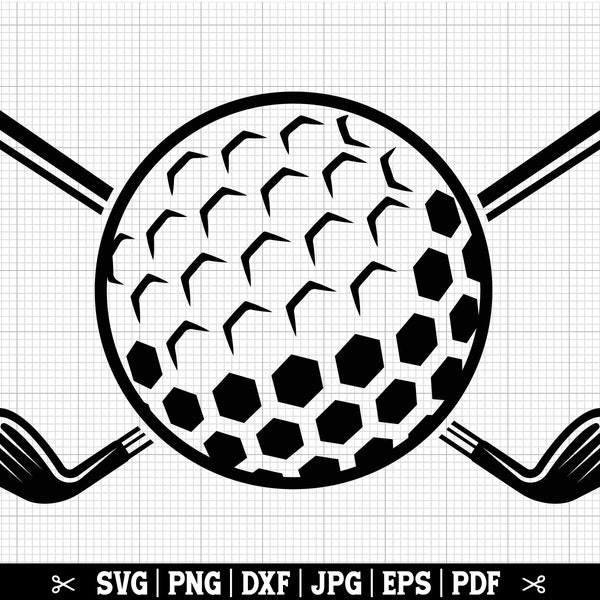 Golf Ball With Golf Clubs Svg, Golf SVG, Golfer Svg, Golfing Svg, Golf Vector Svg, Golf Silhouette, Golf Player Svg, Instant Download