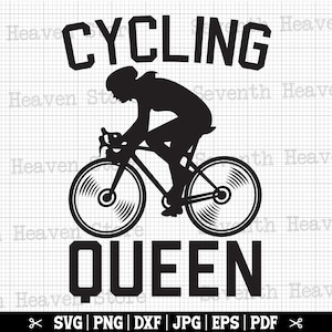 Radsport Königin SVG, Radsportlerin SVG, Damen Radsport SVG, Radsport Mädchen SVG, Radfahrer geschnitten Datei, Fahrrad Enthusiast SVG