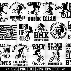 Bundle BMX SVG, BMX Svg, Bmx Rider, Bmx Cricut, Bmx citations Svg, Bmx Lover Svg, silhouettes Bmx, modèles Bmx Rider, téléchargement immédiat