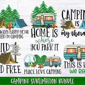 Paquete de sublimación de camping / Paquete PNG de camping / PNG de autocaravana para sublimación / Sublimaciones de verano / Sublimaciones de senderismo / Descarga instantánea