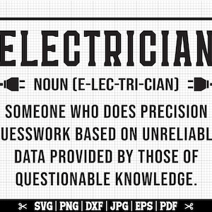 Definicja elektryka SVG, elektryk SVG, pliki cięcia elektryka Cricut na koszulkę, zabawny cytat elektryka, natychmiastowe pobieranie