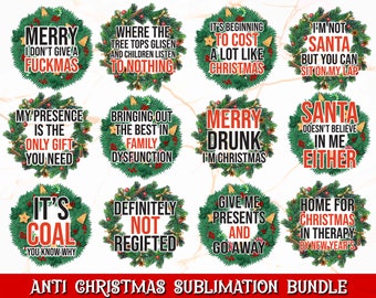 Sarcastic Christmas Sublimation Bundle | Anti Christmas Png, Funny Christmas Png, Swearing Christmas Png, Sassy Christmas Designs