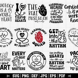 Kardiologie SVG Bundle, Kardiologen SVG, Herz Krankenschwester SVG, Herz SVG, Herz Gesundheit SVG, Kardiologen Shirt, Instant Download kommerzielle Nutzung