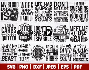 Gym Bundle SVG | Fitness Bundle SVG | Gym SVG | Fitness Svg | Workout Bundle Svg | Gym Quotes - Sayings - Cut Files | Cricut - Silhouette
