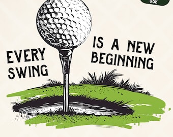 Every Swing Is A New Beginning PNG | Golf PNG Design, Retro Golf Print, Golf Sublimation, Golf T-Shirt PNG, Golf Quote Png, Instant Download