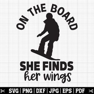 Op het bord Sher vindt haar vleugels SVG, snowboard meisje Svg, vrouw snowboarder Svg, meisje snowboarden SVG, snowboard clipart, Instant Download