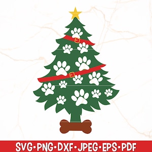 Dog Christmas Tree SVG | Dog Paw Tree Svg | Dog Christmas SVG | Christmas Dog Bandana SVG | Dog Ornament | Christmas Dog Svg