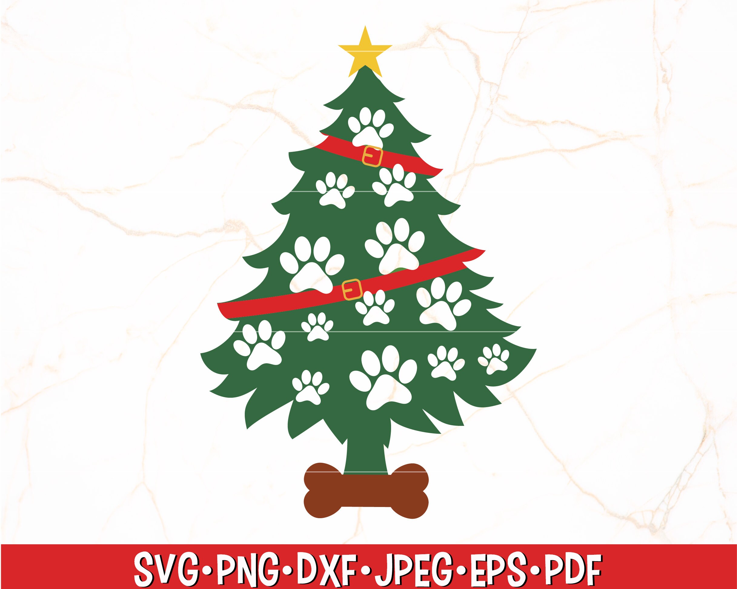 Dog Christmas Tree SVG Dog Paw Tree Svg Dog Christmas SVG Etsy