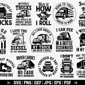 Paquete SVG de conductor de camión, paquete SVG de camionero, svg de camiones, cotizaciones de camiones svg, cricut de camionero svg, svg de camión, descarga instantánea