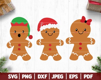 Gingerbread SVG, Christmas Gingerbread Man Cut Files, Christmas Cookies Svg - Png - Dxf | Christmas Clip Arts | Cricut - Silhouette and More