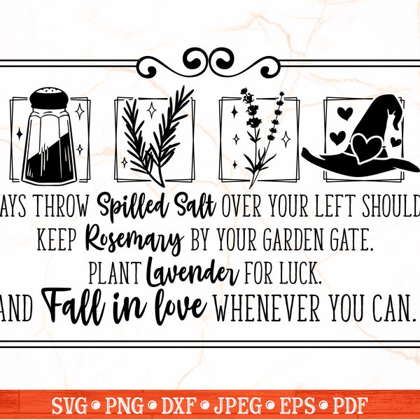 Always Throw Spilled Salt SVG | Witch Kitchen SVG Sign | Farmhouse Sign | Witch Svg | Halloween Sign | Witchcraft Svg | Fall Svg