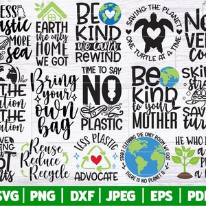 Tag der Erde SVG Bundle | Go Green Bundle SVG | Mutter Erde SVG | Earth Day Zitate - Sprüche - Schnittdateien | Cricut - Scherenschnitt | Svg Dxf Png