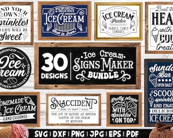 Ice Cream Bundle SVG | Ice Cream Signs Bundle, Summer Svg Signs Bundle , Ice Cream Shop SVG, Ice Cream Quotes - Sayings