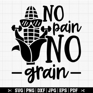 Sin dolor sin grano SVG, maíz divertido SVG, granjero de maíz svg, cosecha divertida svg, mazorca de maíz svg, clip art de maíz, cita de maíz, maíz png, granja de maíz SVG,