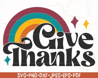 Give Thanks SVG | Thanksgiving SVG | Retro Fall SVG | Thankful Svg | Thankful Mama Cut File for Cricut - Silhouette - More | Retro Design