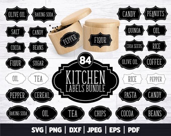 Kitchen Labels SVG | Kitchen Labels Bundle | Pantry Labels SVG | Kitchen Labels Printable | Cricut Silhouette | Kitchen Stickers SVG